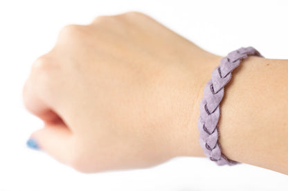 Braided Leather Bracelet / Orchid