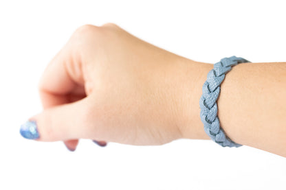 Braided Leather Bracelet / Powder Blue