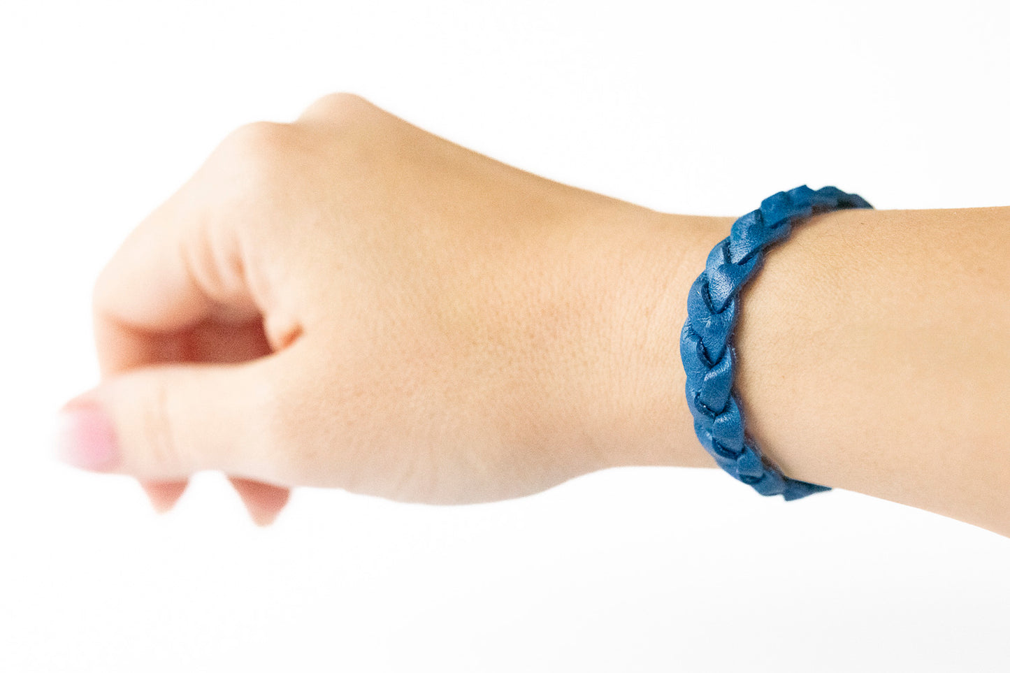 Braided Leather Bracelet / Cobalt Blue