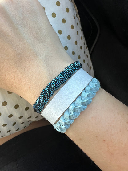 Braided Leather Bracelet / Mermaid Sparkle