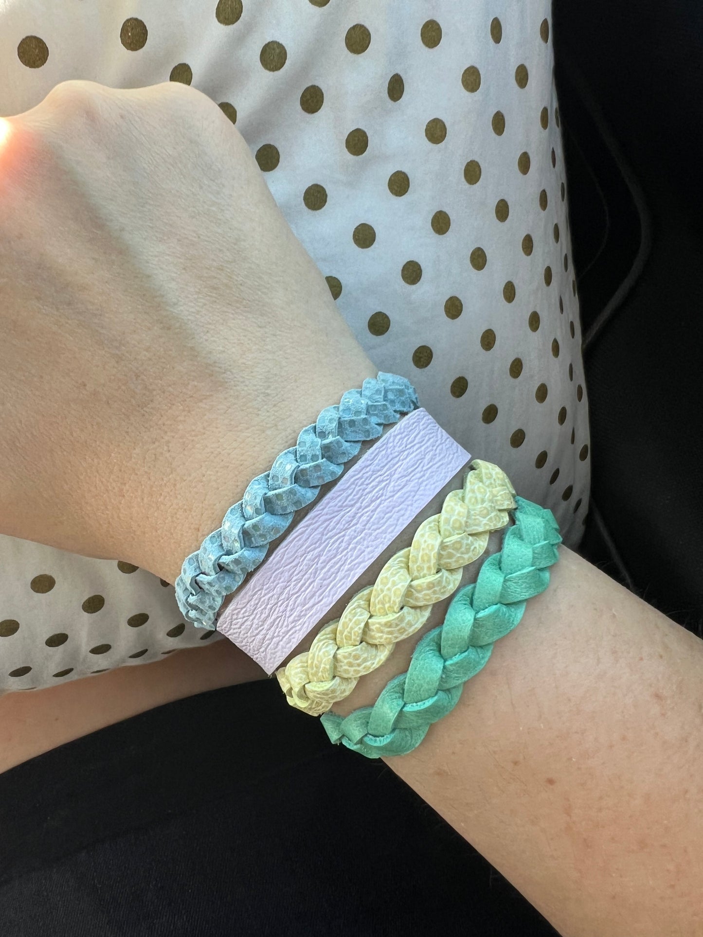 Braided Leather Bracelet / Seafoam