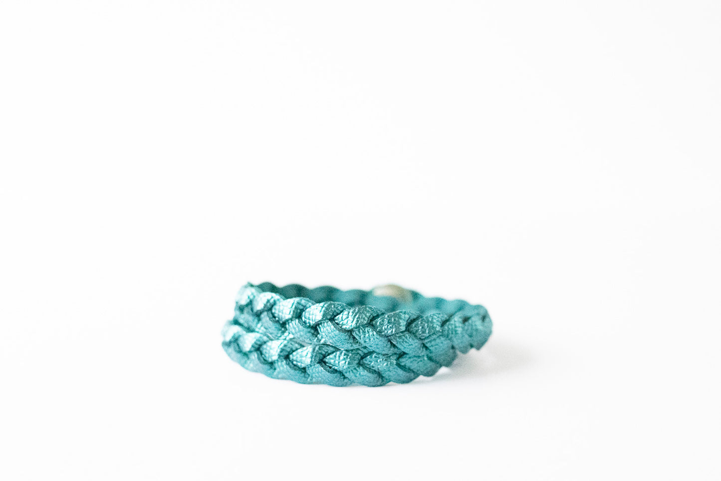 Double Wrap Braided Leather Bracelet / Teal Quartz Shimmer