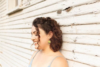 Leather Earrings / Mini Chain Drop / Aubergine