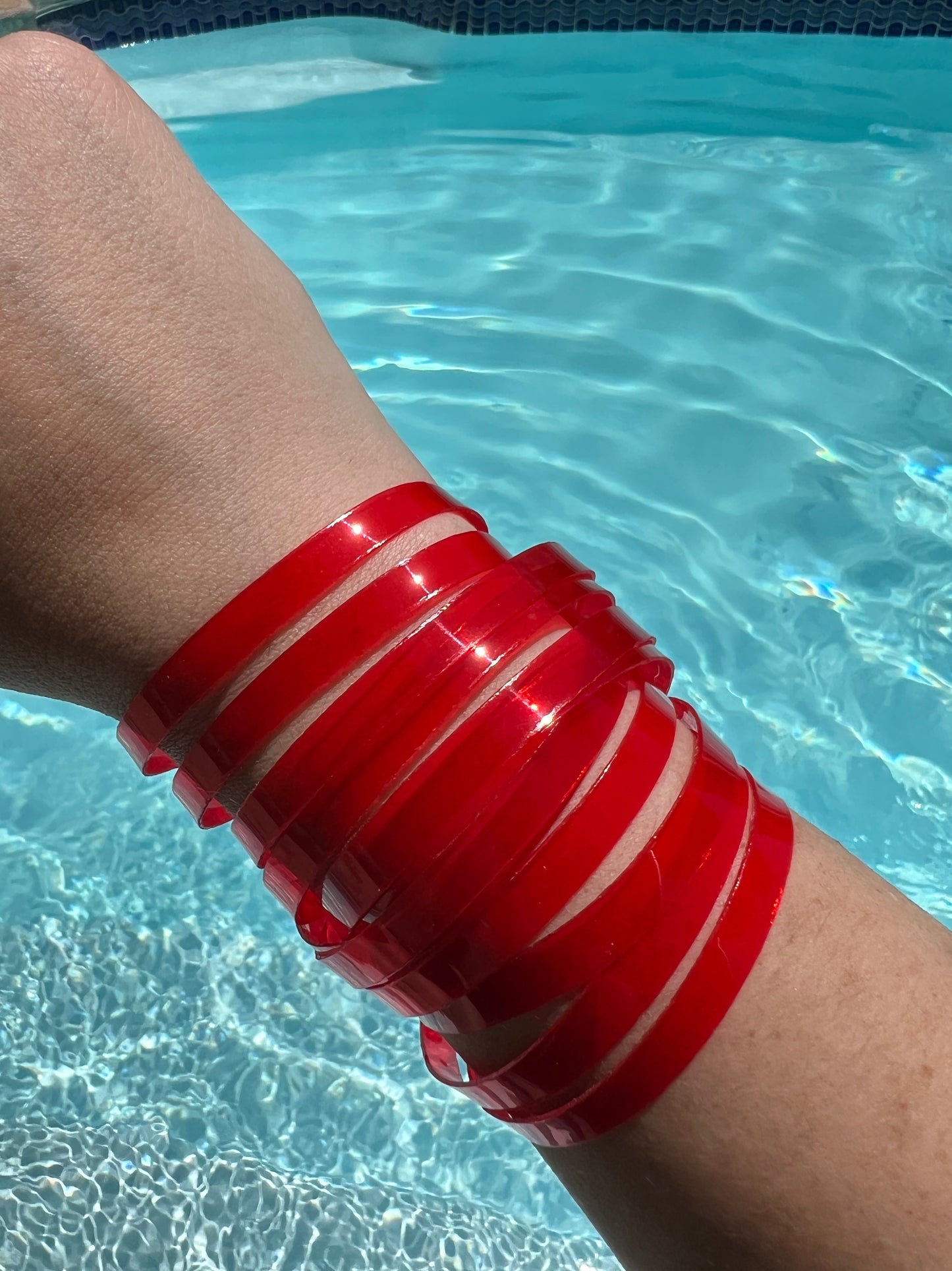 Leather Bracelet / Original Sliced Wrap Cuff / Strawberry Jelly