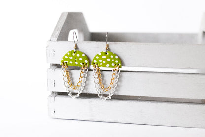 Leather Earrings / Chain Drop / La Palma Cork