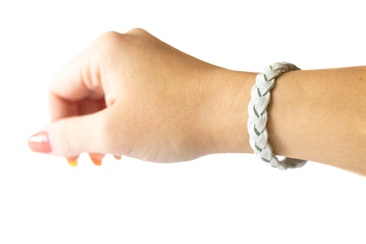 Braided Leather Bracelet / Pastel Cloud