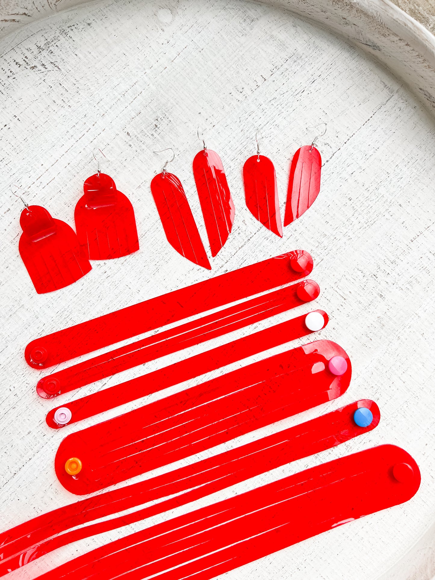 Leather Earrings / Fringe / Strawberry Jelly