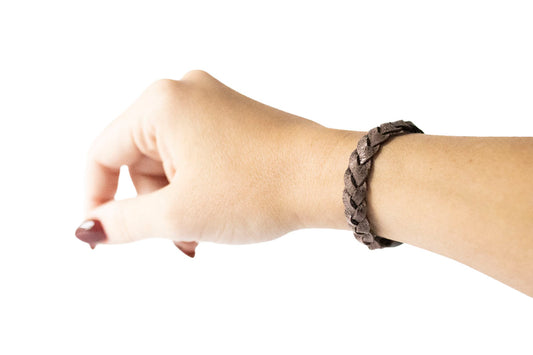 Braided Leather Bracelet / Chocolate Frosting