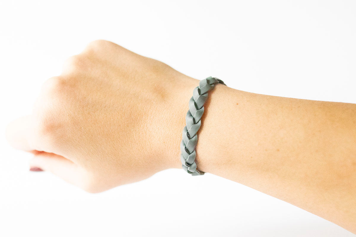 Braided Leather Bracelet / Stone Blue