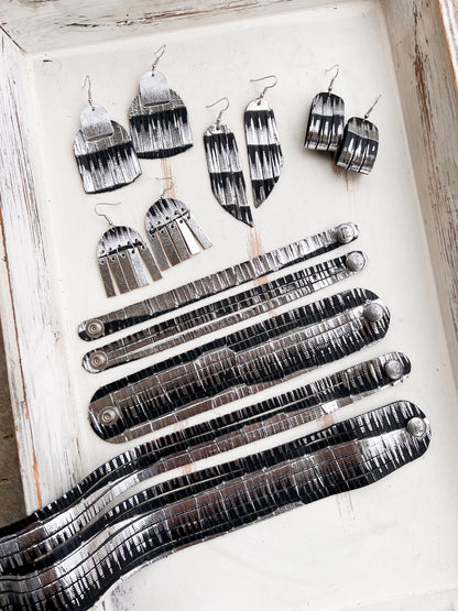 Leather Earrings / Fringies / Moonlight Deco & Shiny Silver