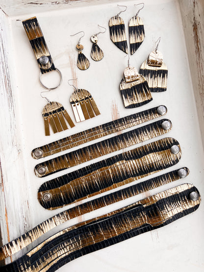 Leather Earrings / Mini Fringe / Empire Gold