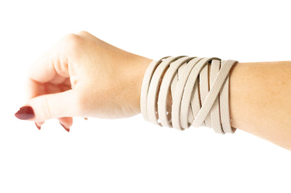 Leather Bracelet / Original Sliced Wrap Cuff / Bone