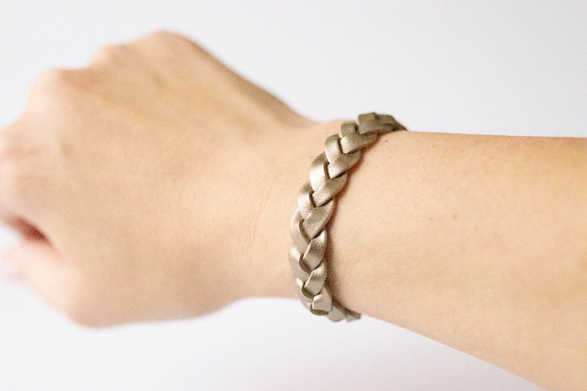 Braided Leather Bracelet / Gold Earth