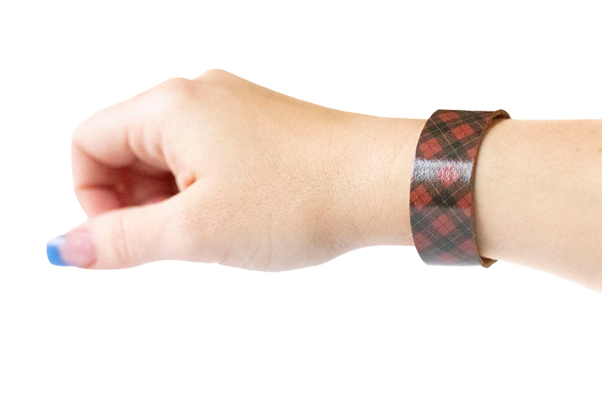 Leather Bracelet / Slim Cuff / Tartan