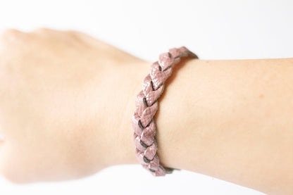 Braided Leather Bracelet / Desert Rose