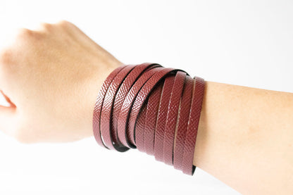 Leather Bracelet / Original Sliced Wrap Cuff / Cherry Sage