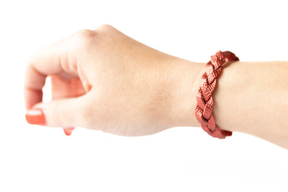 Braided Leather Bracelet / Fire Opal Shimmer