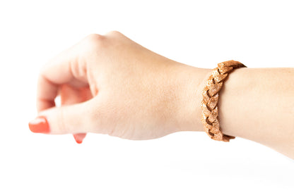 Braided Leather Bracelet / Copper Penny
