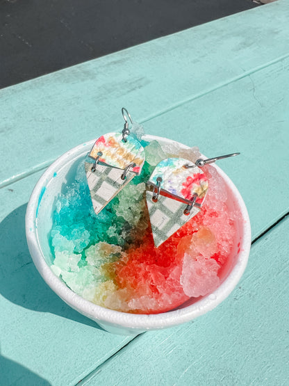 Leather Earrings / Snow Cones / Rainbow