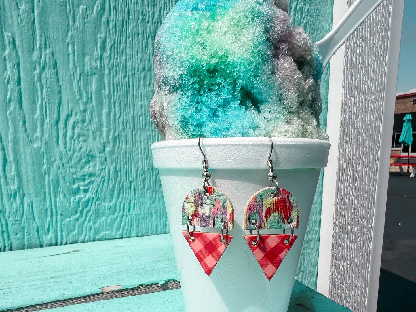 Leather Earrings / Snow Cones / Tutti Fruity