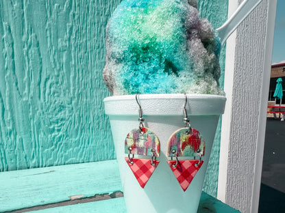 Leather Earrings / Snow Cones / Tutti Fruity