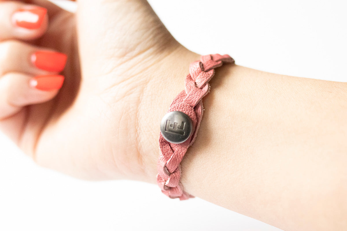 Braided Leather Bracelet / Berry Compote