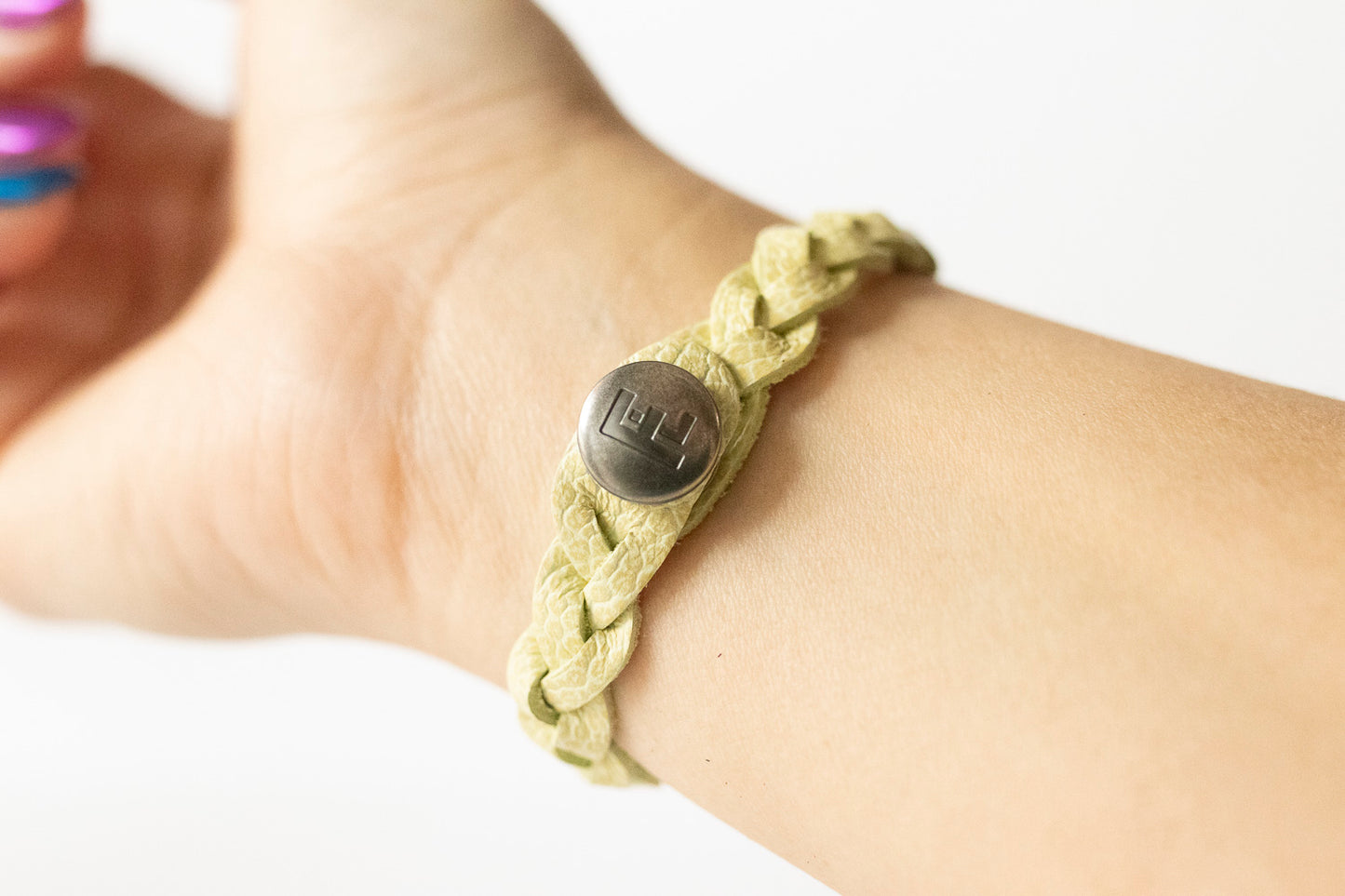 Braided Leather Bracelet / Lemon Seltzer