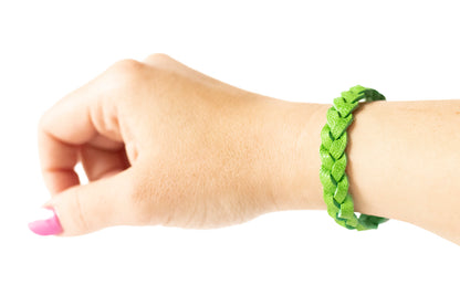 Braided Leather Bracelet / Kelly Green