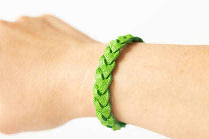 Braided Leather Bracelet / Kelly Green