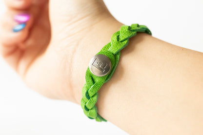 Braided Leather Bracelet / Kelly Green