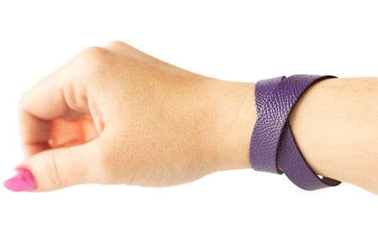 Leather Bracelet / Slim Wrap Cuff / Aubergine