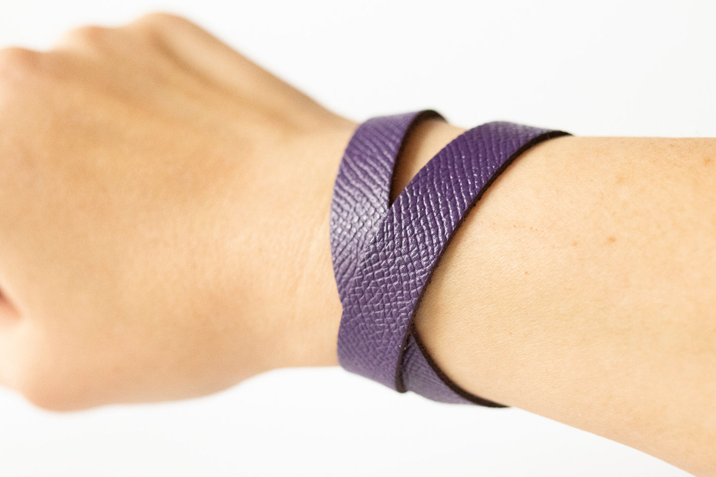 Leather Bracelet / Slim Wrap Cuff / Aubergine
