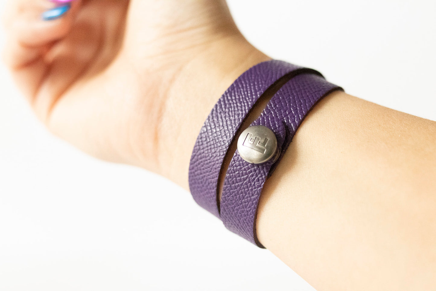 Leather Bracelet / Slim Wrap Cuff / Aubergine