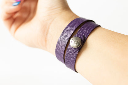 Leather Bracelet / Slim Wrap Cuff / Aubergine
