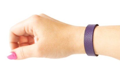 Leather Bracelet / Skinny Slim Cuff / Aubergine