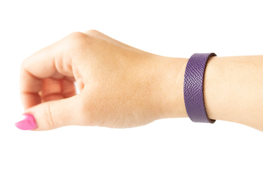 Leather Bracelet / Skinny Slim Cuff / Aubergine
