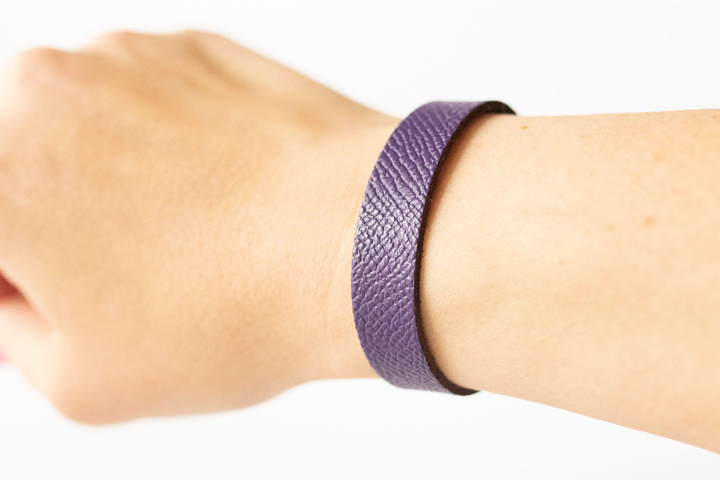 Leather Bracelet / Skinny Slim Cuff / Aubergine
