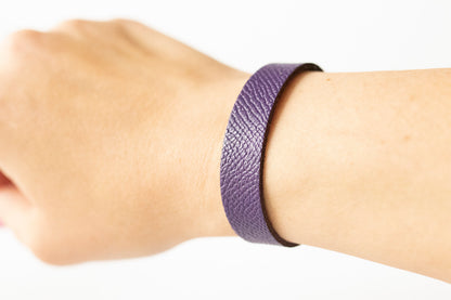 Leather Bracelet / Skinny Slim Cuff / Aubergine