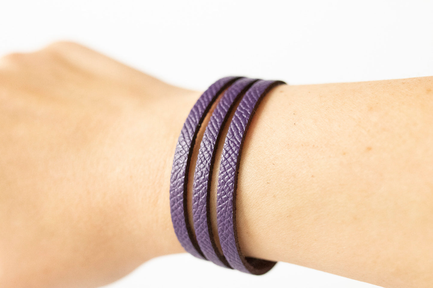 Leather Bracelet / Ultra Skinny Sliced Cuff / Aubergine