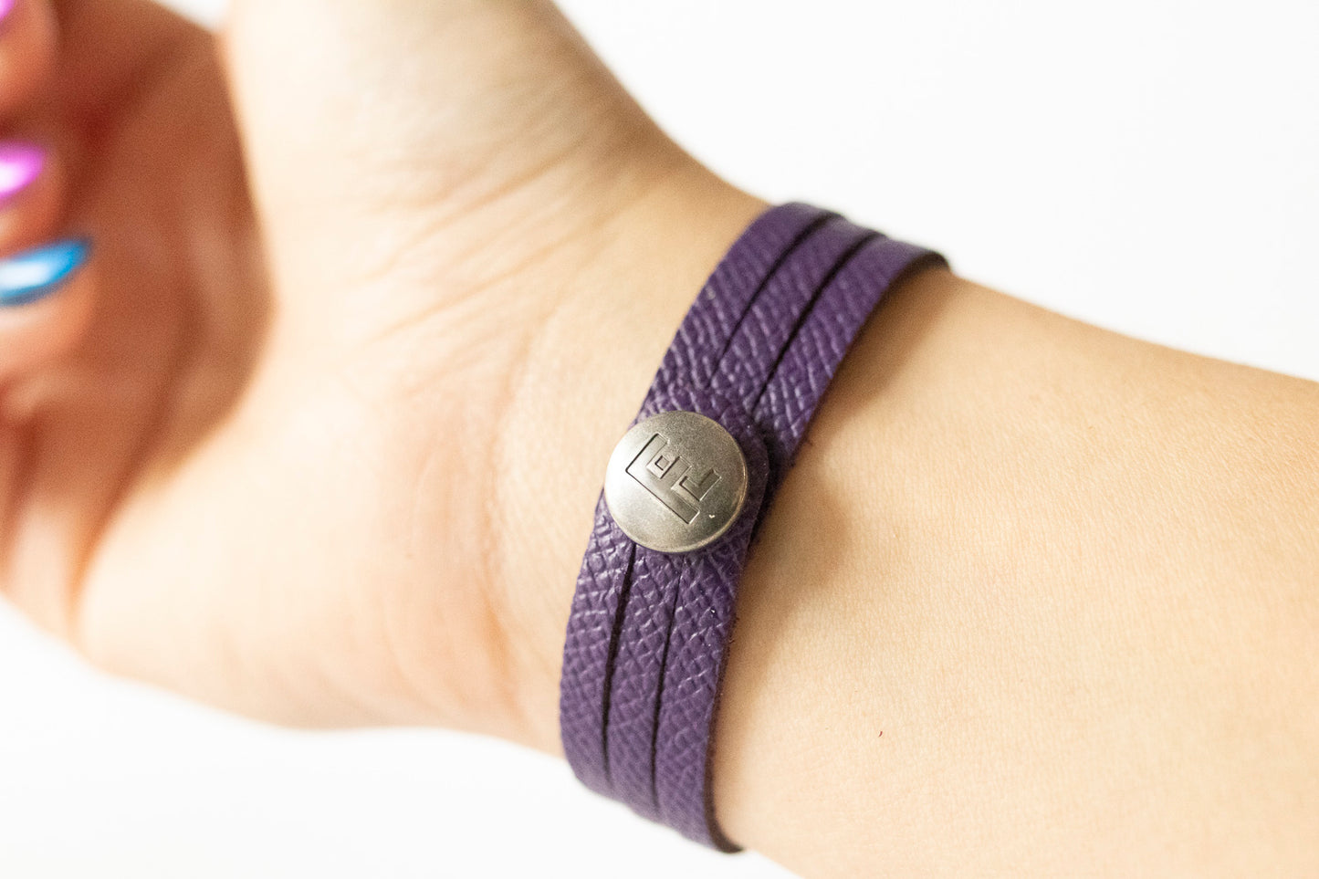 Leather Bracelet / Ultra Skinny Sliced Cuff / Aubergine
