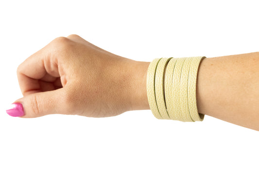 Leather Bracelet / Original Sliced Cuff / Lemon Seltzer