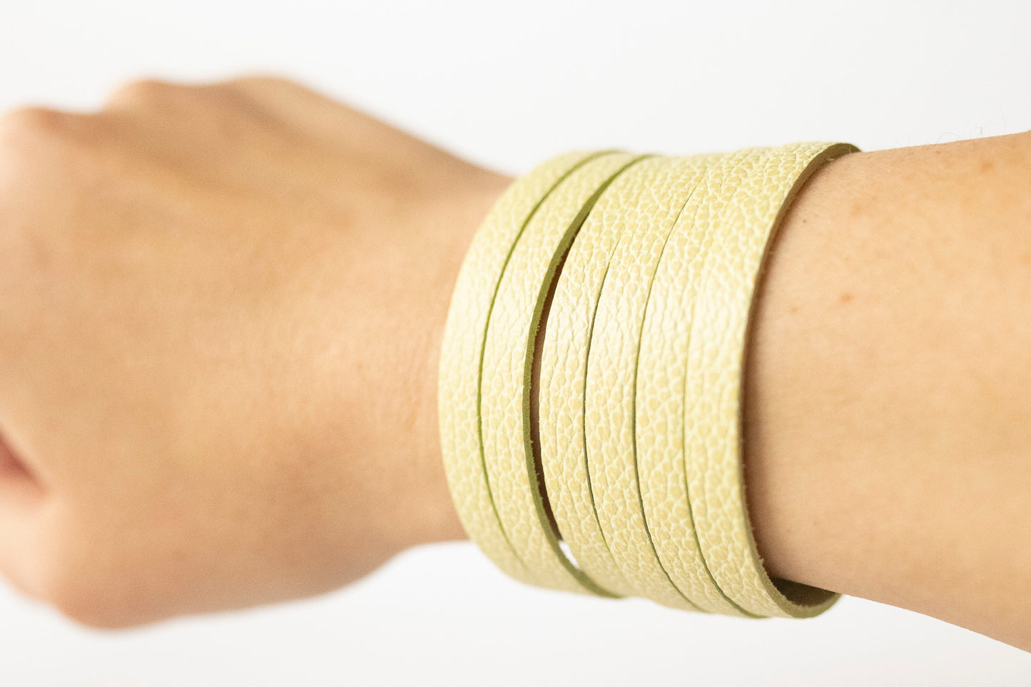 Leather Bracelet / Original Sliced Cuff / Lemon Seltzer