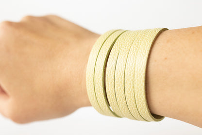 Leather Bracelet / Original Sliced Cuff / Lemon Seltzer