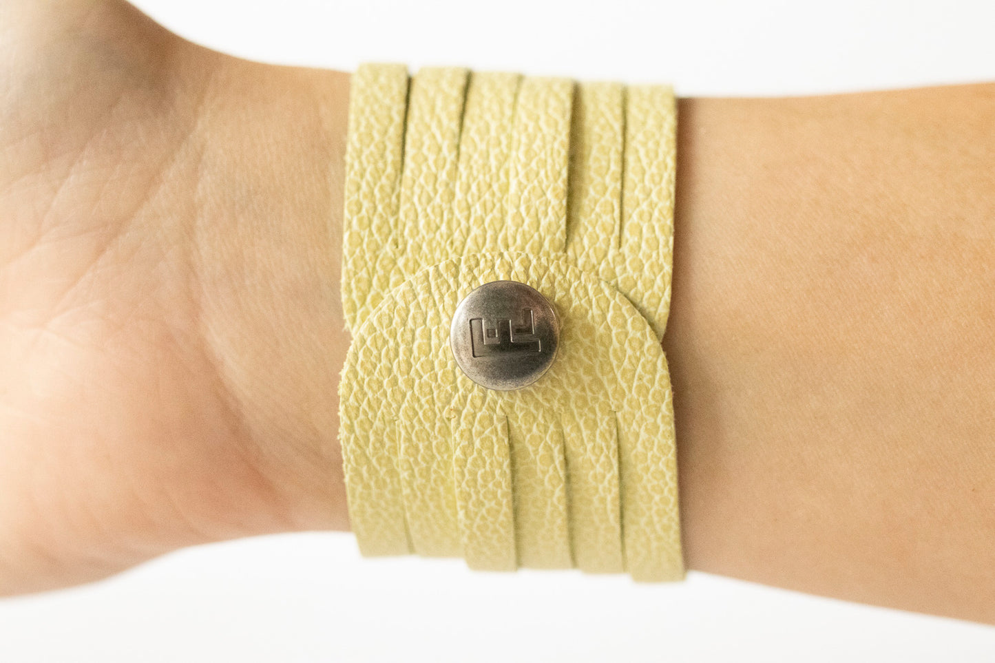 Leather Bracelet / Original Sliced Cuff / Lemon Seltzer