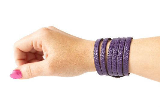 Leather Bracelet / Original Sliced Cuff / Aubergine