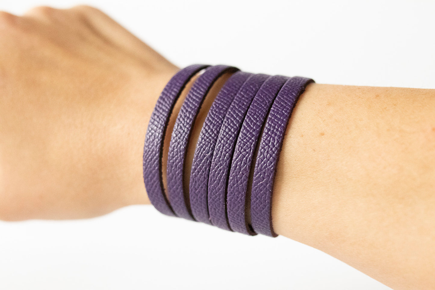 Leather Bracelet / Original Sliced Cuff / Aubergine