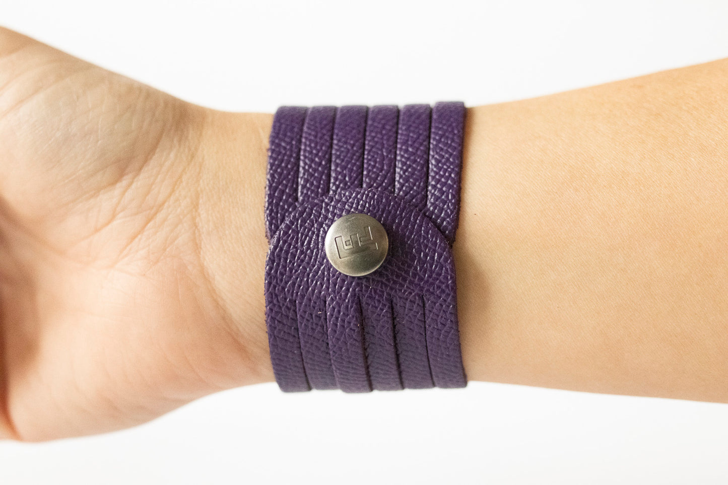 Leather Bracelet / Original Sliced Cuff / Aubergine