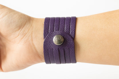 Leather Bracelet / Original Sliced Cuff / Aubergine