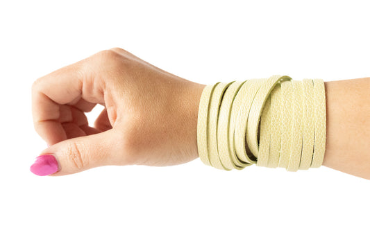 Leather Bracelet / Original Sliced Wrap Cuff / Lemon Seltzer