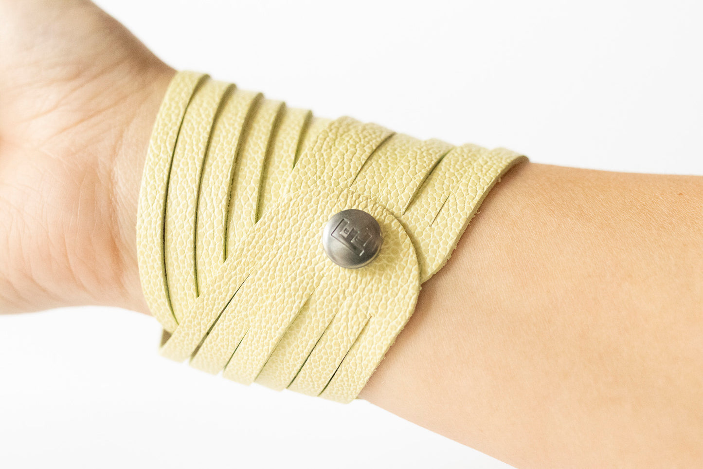 Leather Bracelet / Original Sliced Wrap Cuff / Lemon Seltzer